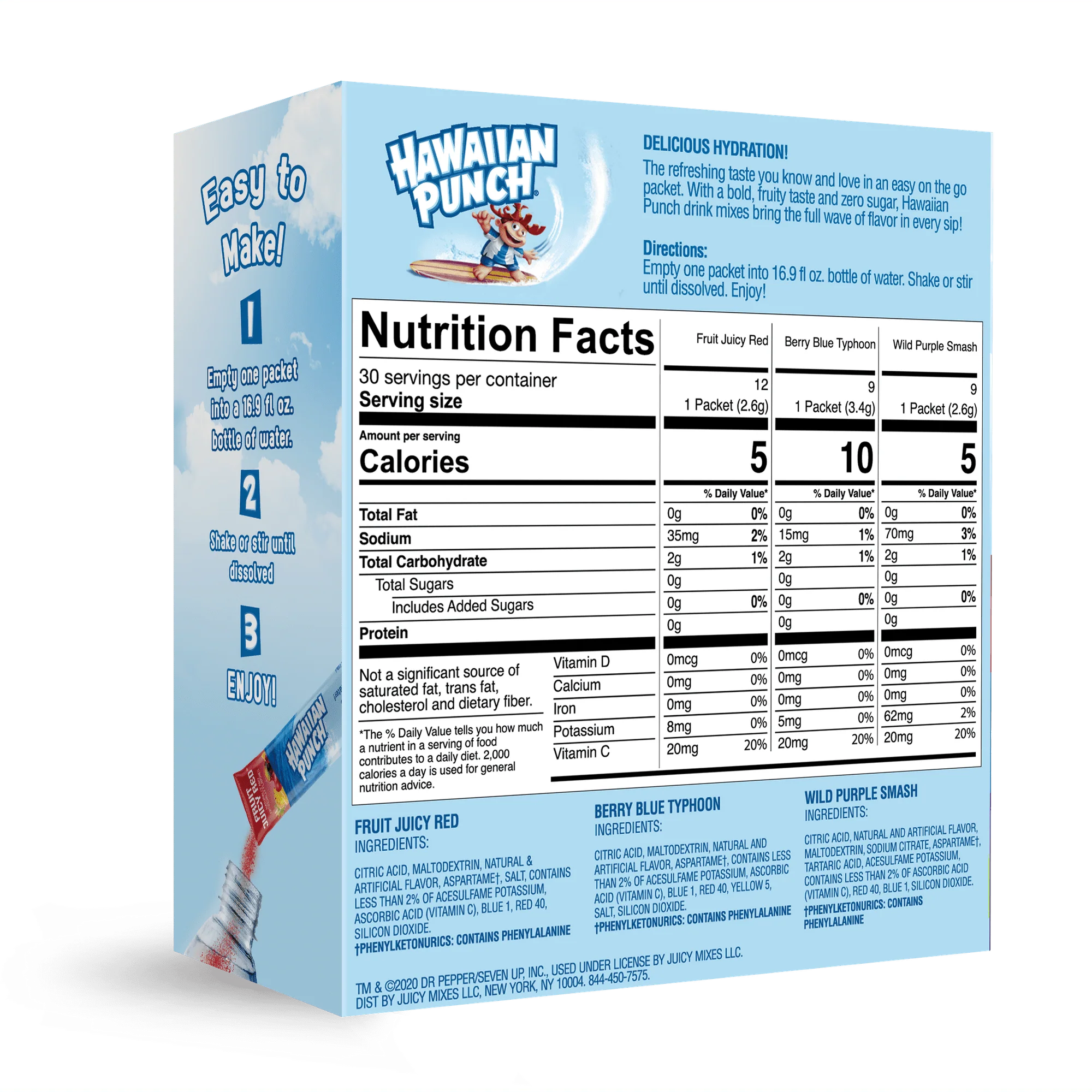 HAWAIIAN PUNCH VARIETY STICKS - FRUIT JUICY RED, BERRY BLUE TYPHOON AND WILD PURPLE SMASH - Image 2