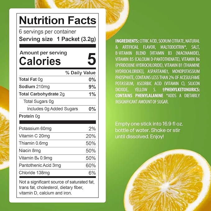 PEAK H20 LEMON LIME ENERGY POWDER DRINK - Image 3